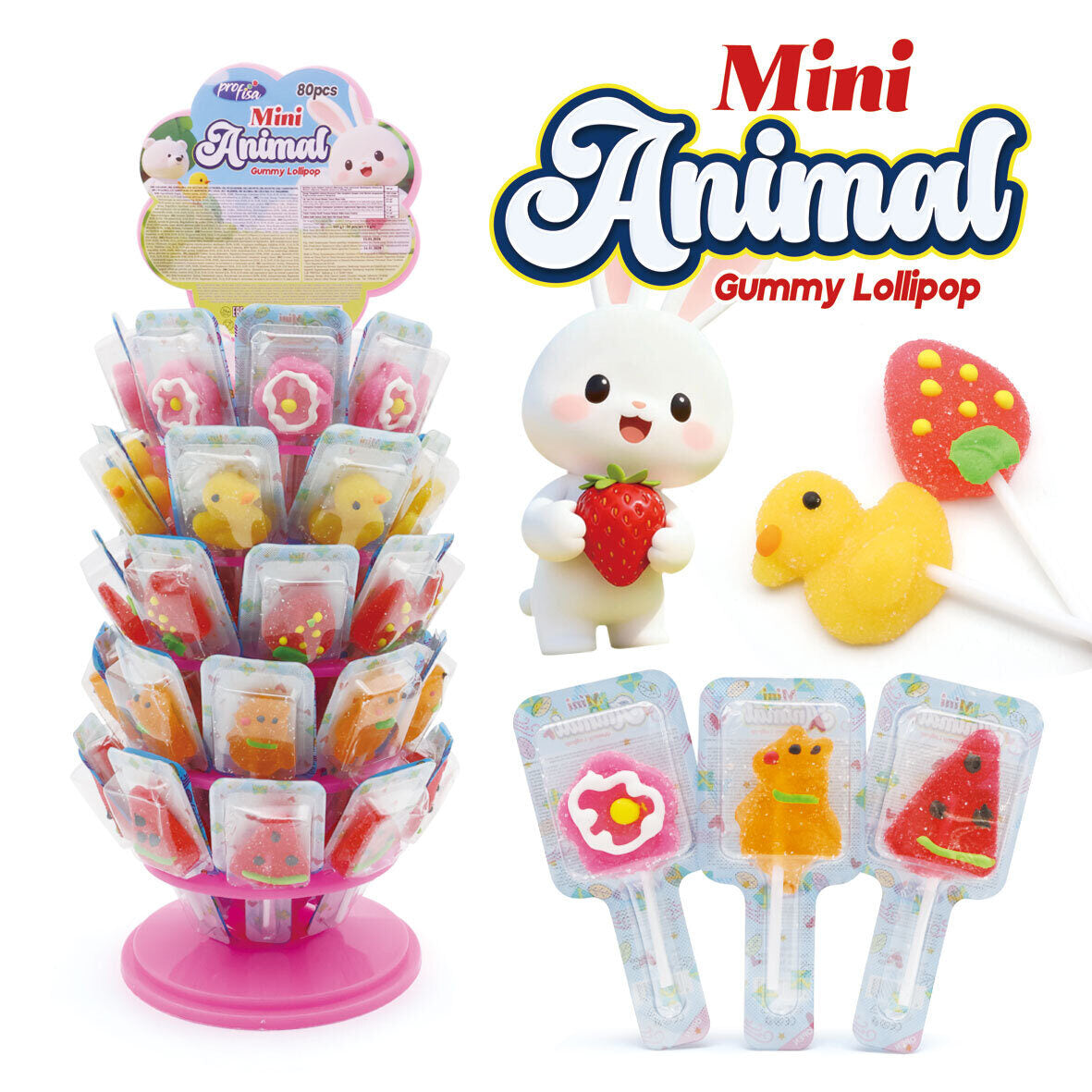 Exp. Mini Animal Chupa Goma c/80uni
