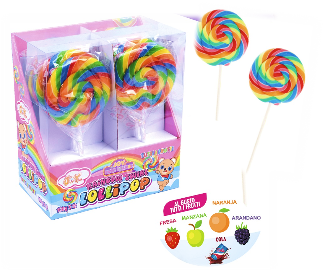 Rainbow Swirl Lollipop c/12uni