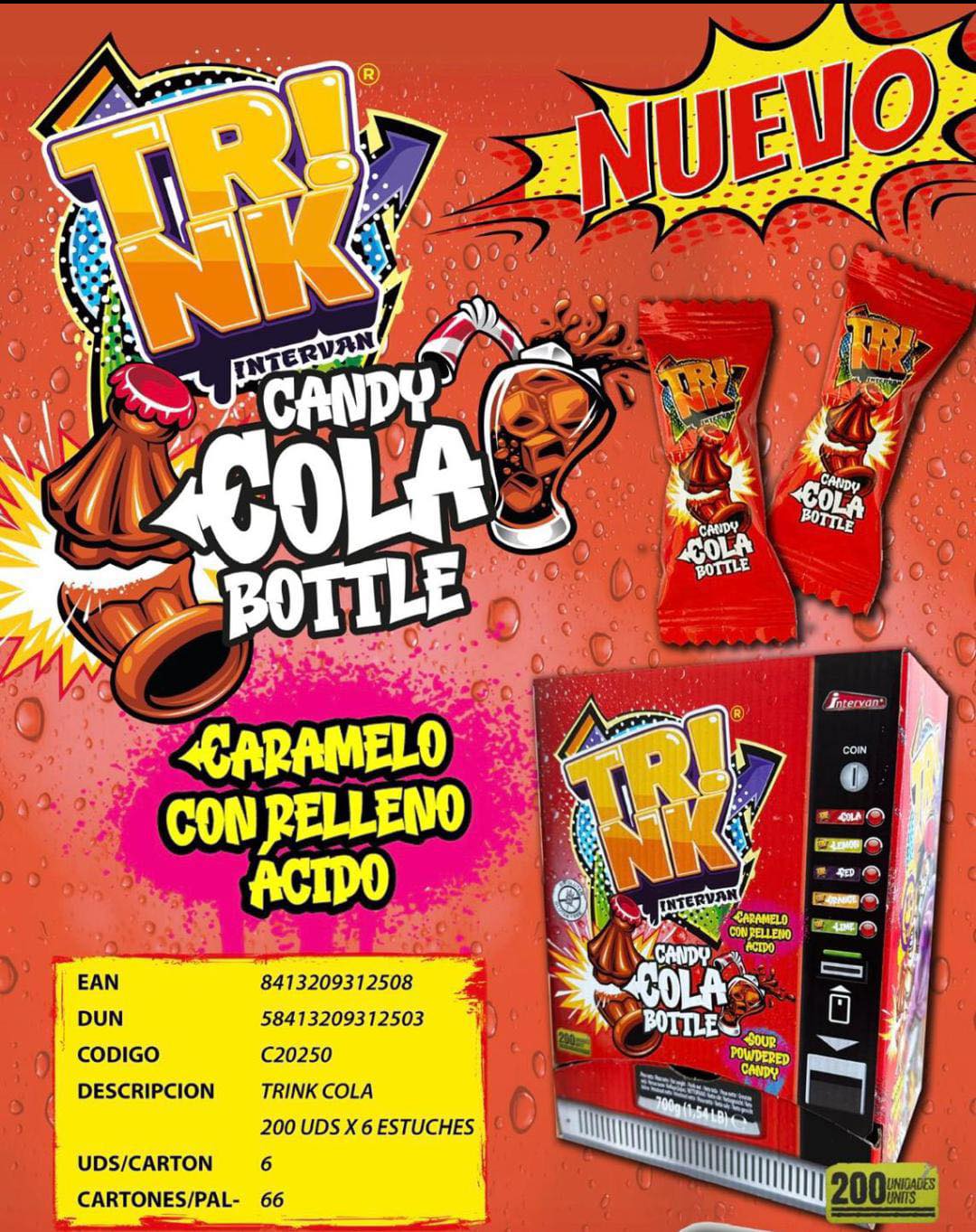 Caramelo Sabor Cola ácido c/200Uni